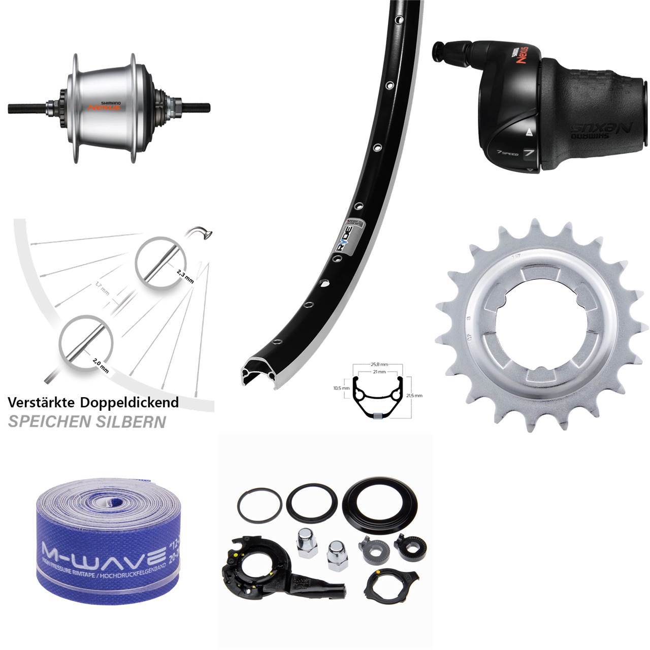 27,5 Zoll Ryde Zac 421 Hinterrad Shimano 7 Gang SG-C3001 Freilauf