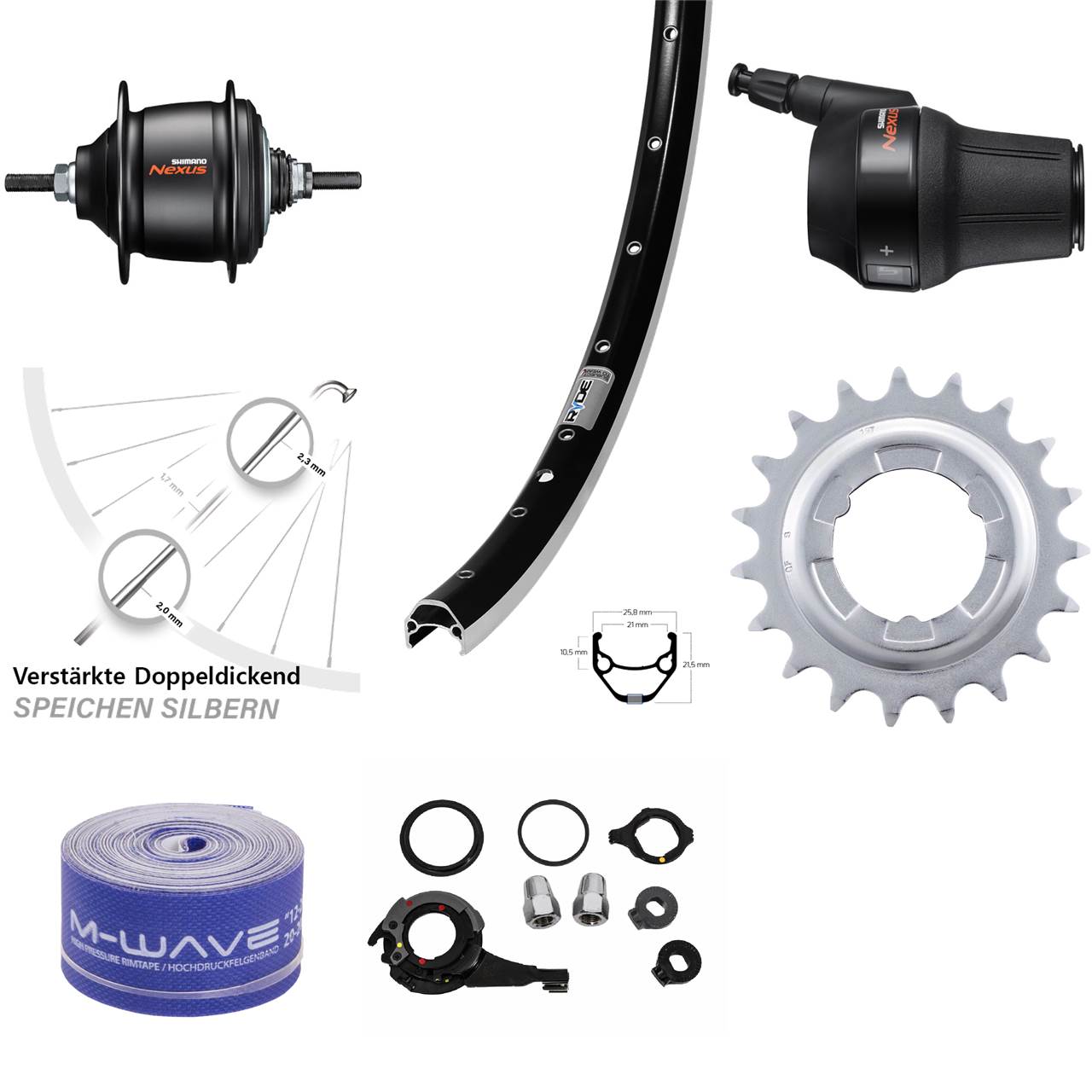 26 Zoll Hinterrad Shimano Nexus 8 Gang Freilauf Ryde Zac 421