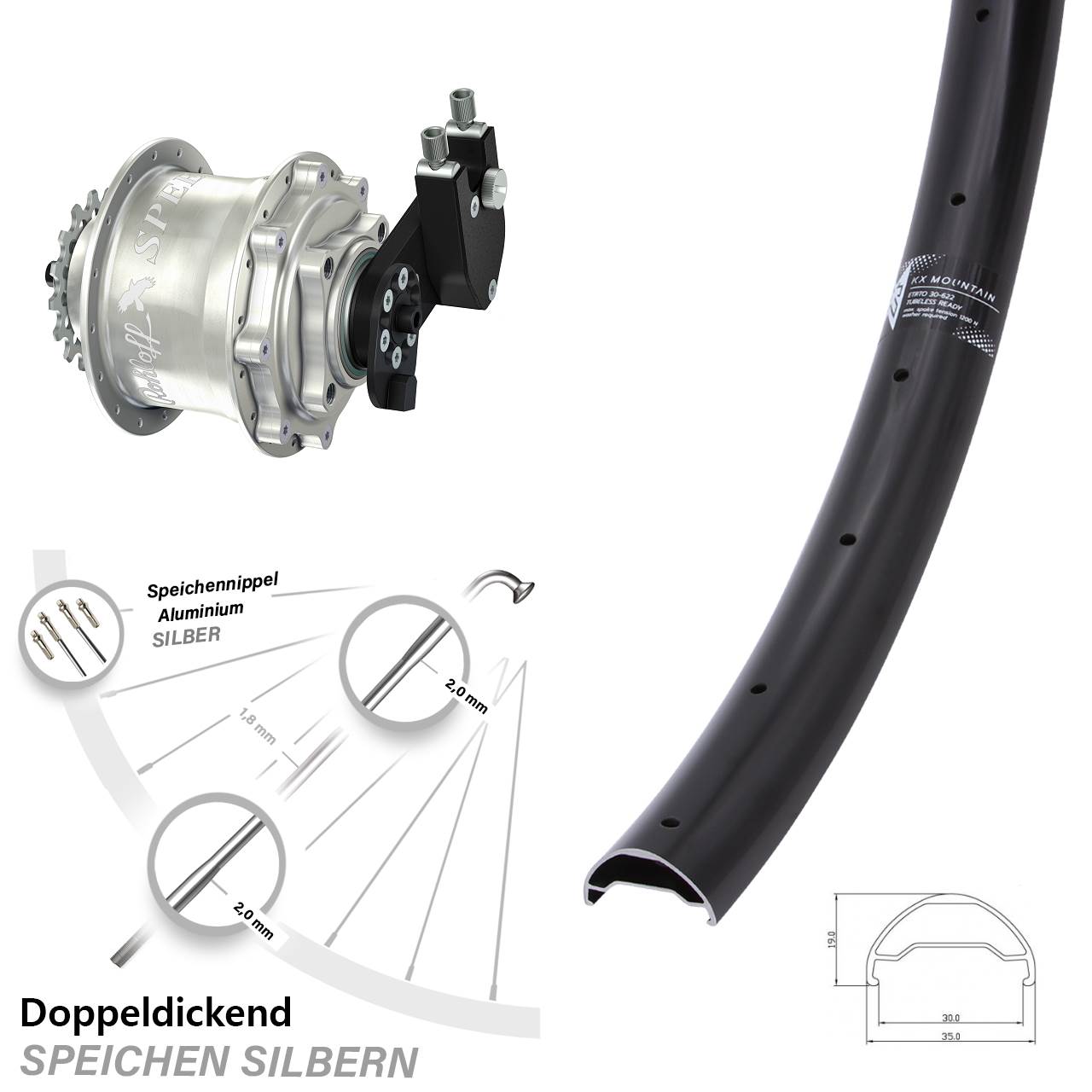 KX Mountain TR Rohloff Speedhub CC DB OEM 29 Zoll Disc Laufrad