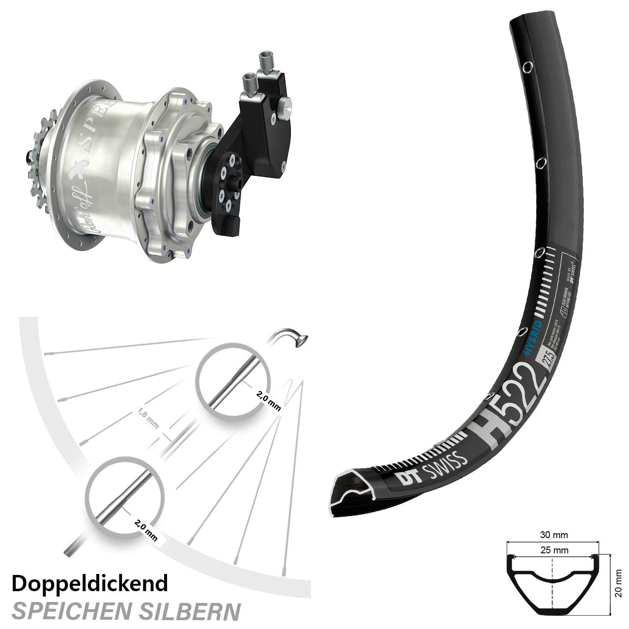 Disc Laufrad 28-29 Zoll DT Swiss H522 Rohloff Speedhub CC DB OEM