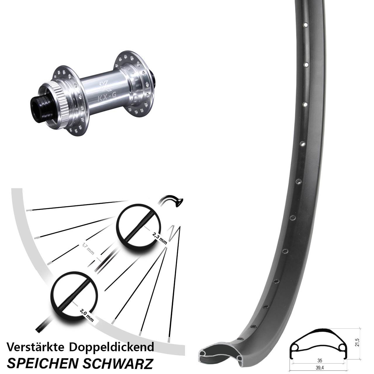 Ambrosio E35 KX-G 29 Zoll Centerlock Vorderrad 15x100