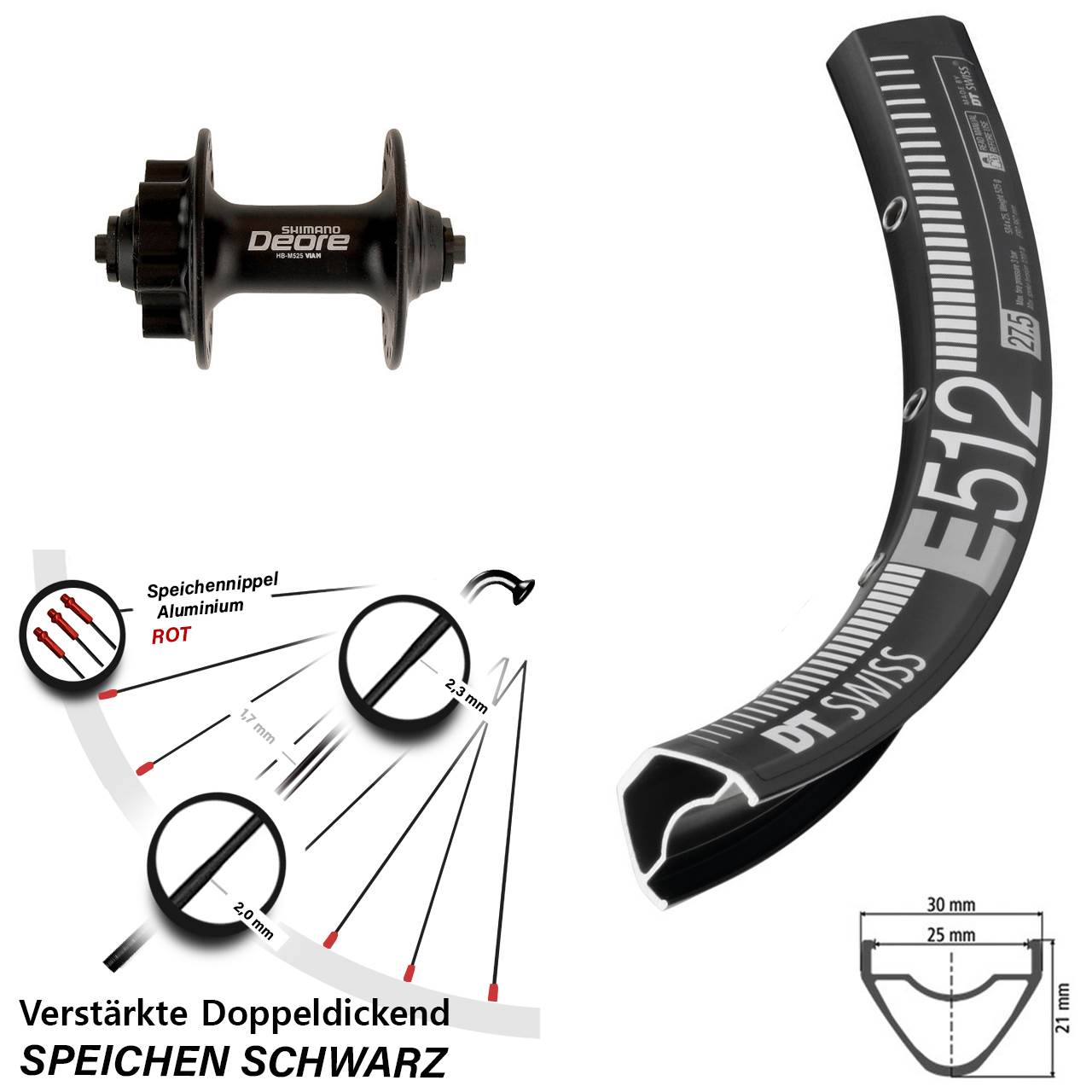 DT Swiss E512 Shimano Deore 29 Zoll Disc Laufrad QR