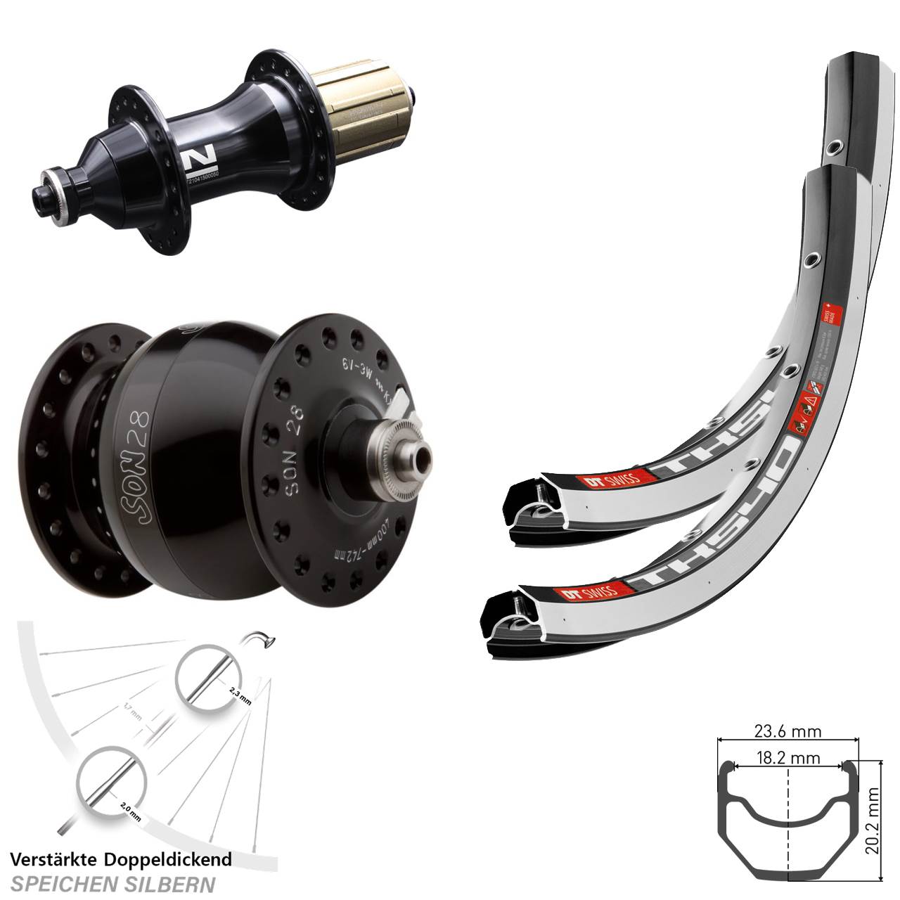 Laufrad-Satz QR 28 Zoll DT Swiss TK 540 Novatec F162SB SON 8-12 fach