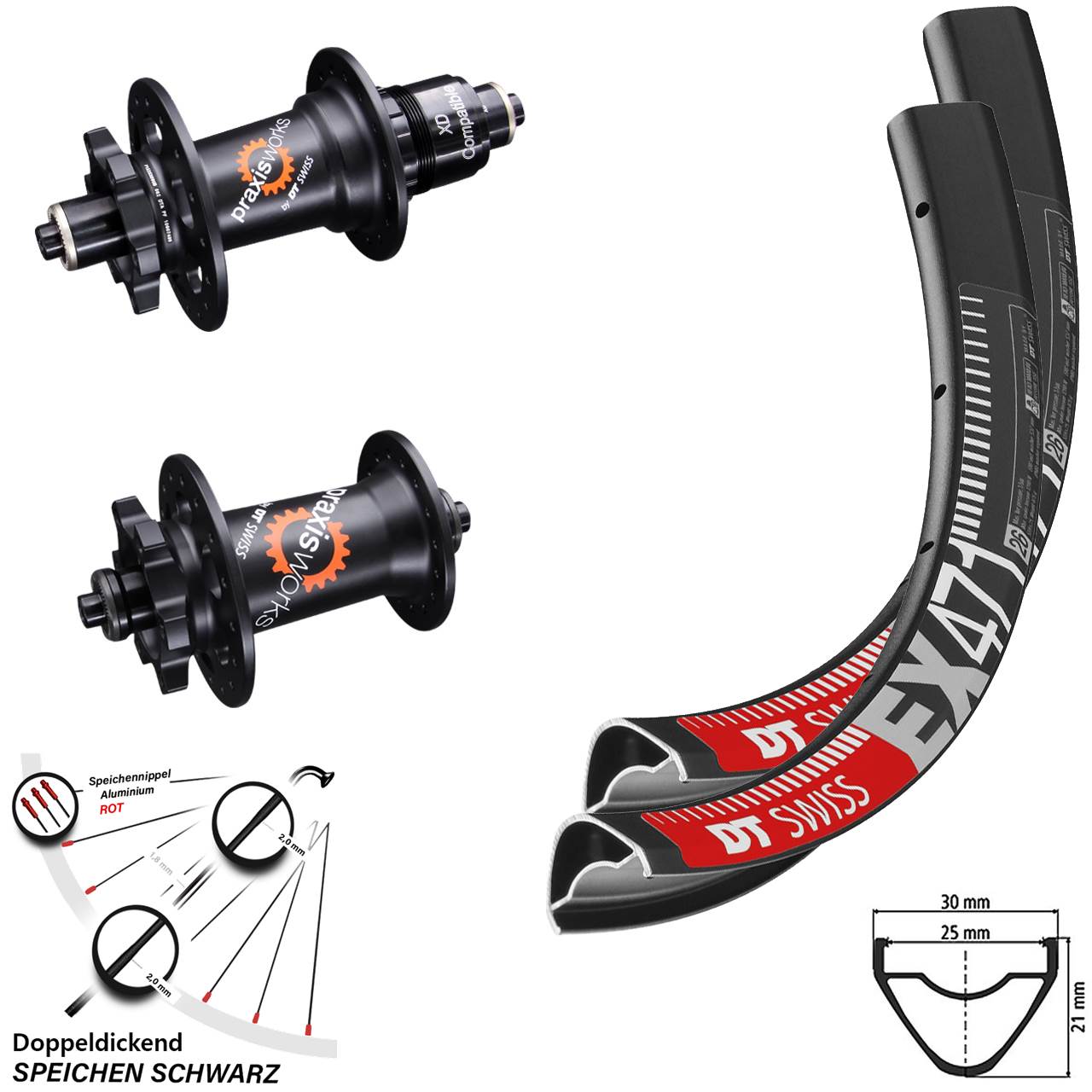 29 Zoll Laufradsatz 6-Loch DT Swiss EX471-350 SRAM XD für Schnellspanner