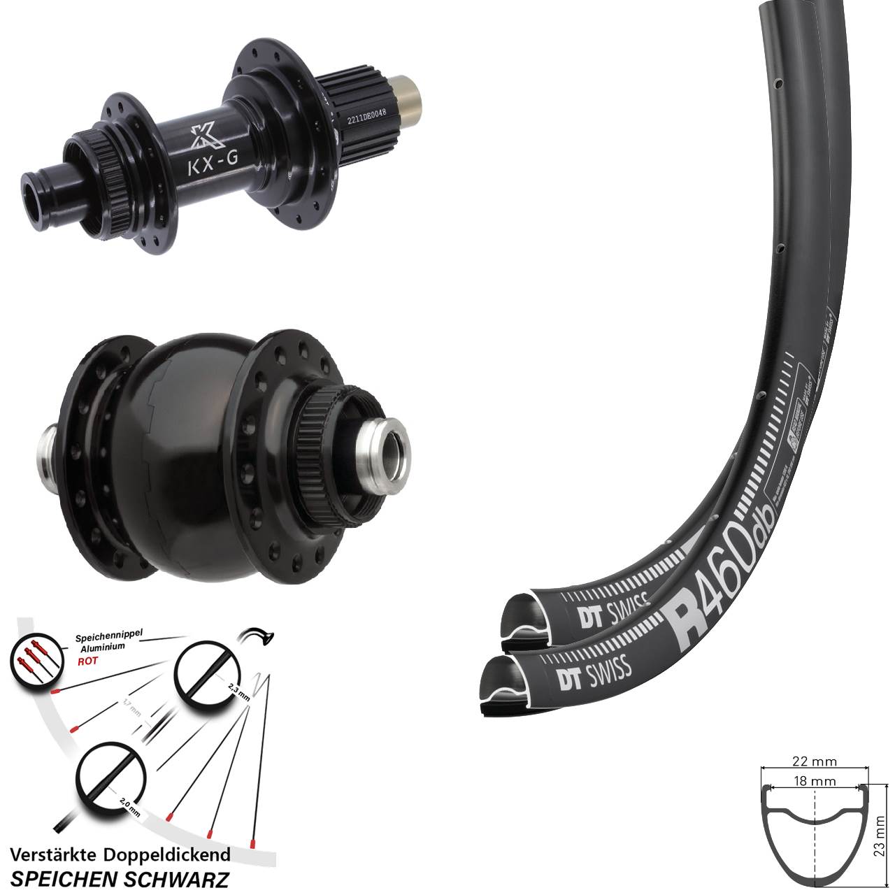 DT Swiss R 460 KX-G SON delux 28 Zoll Disc Laufrad-Satz 12x100/142 Micro Spline