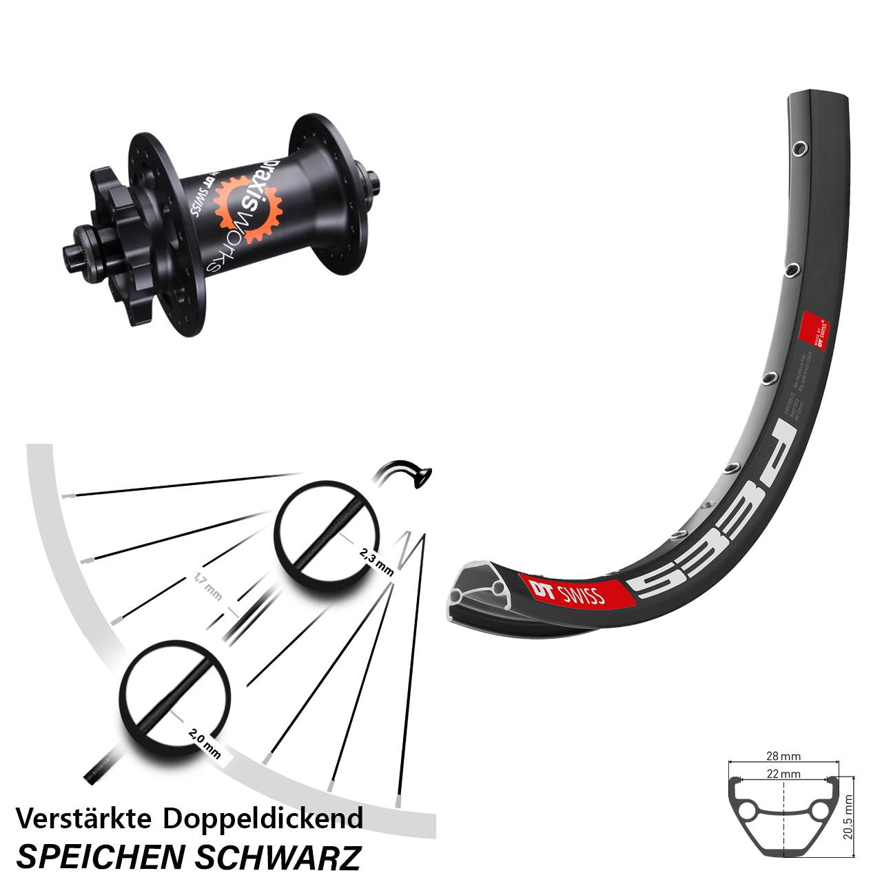 DT Swiss 533 D-350 650B Disc Laufrad QR