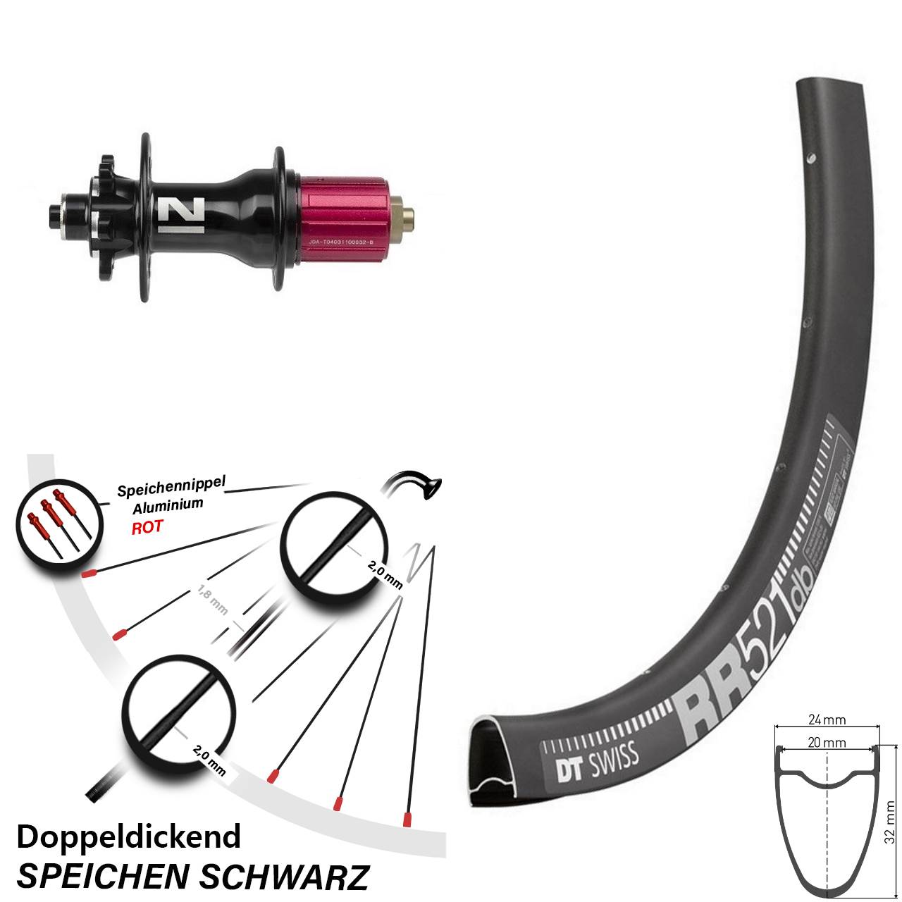 DT Swiss RR521 Novatec Superlight 28 Zoll Disc Hinterrad QR 8-12 fach