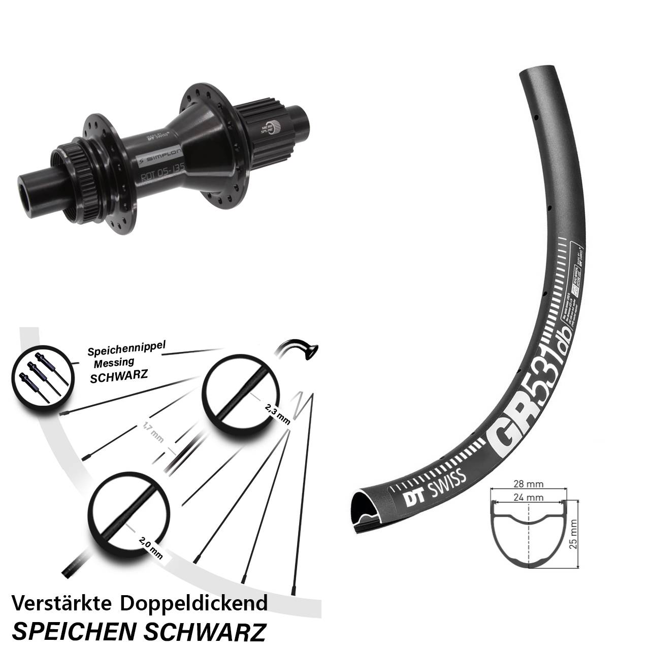 Centerlock Hinterrad 12x142 650B DT Swiss GR 531 370 Hybrid Shimano Micro Spline