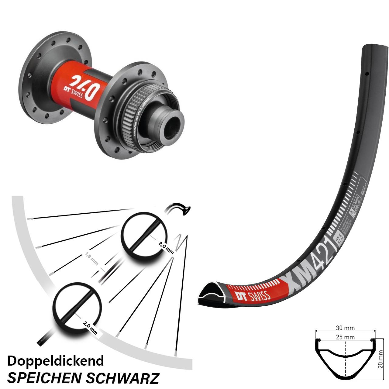 Centerlock Vorderrad 27,5 Zoll DT Swiss XM421-240 12x100