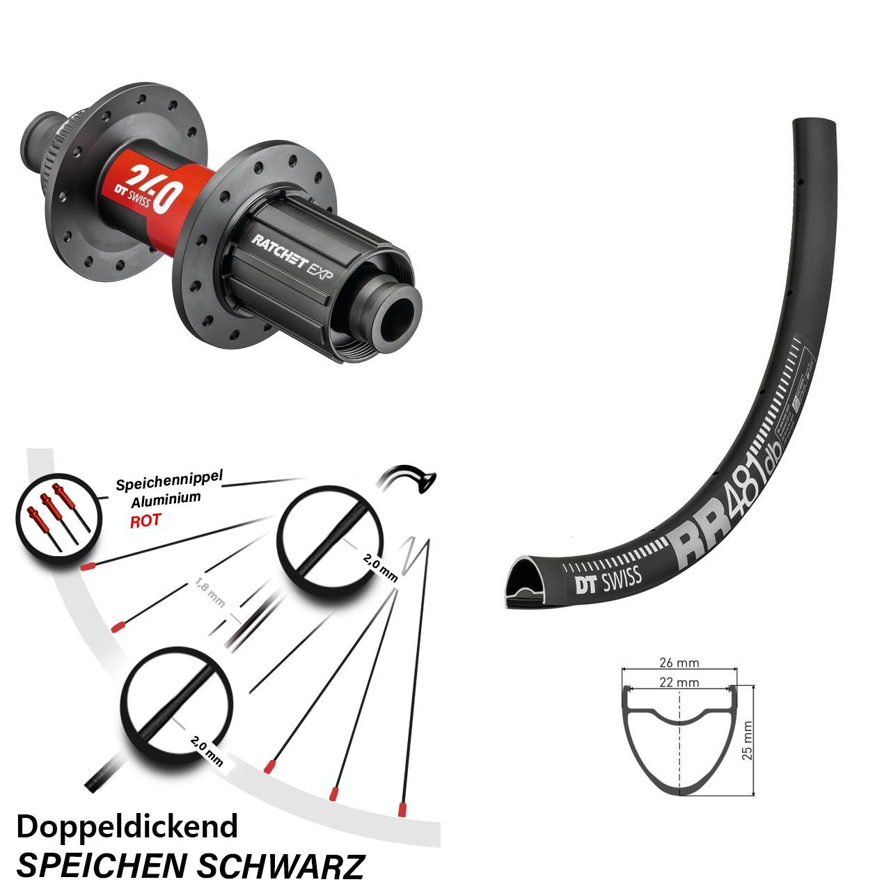DT Swiss RR481-240 Centerlock Hinterrad 28 Zoll