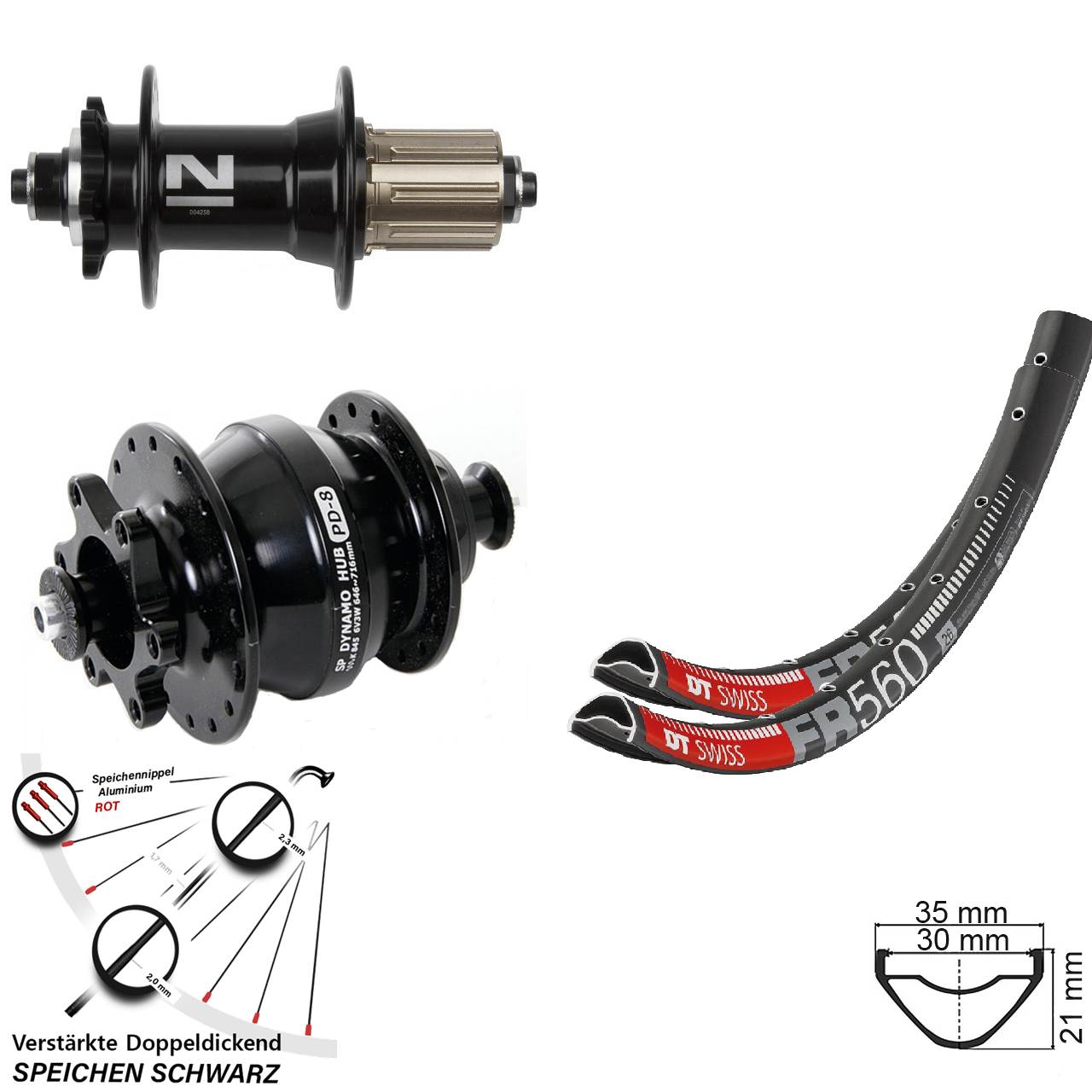 26 Zoll DT Swiss FR 560 Novatec D042 SP PD-8 Laufradsatz 6-Loch QR 8-11 fach HG