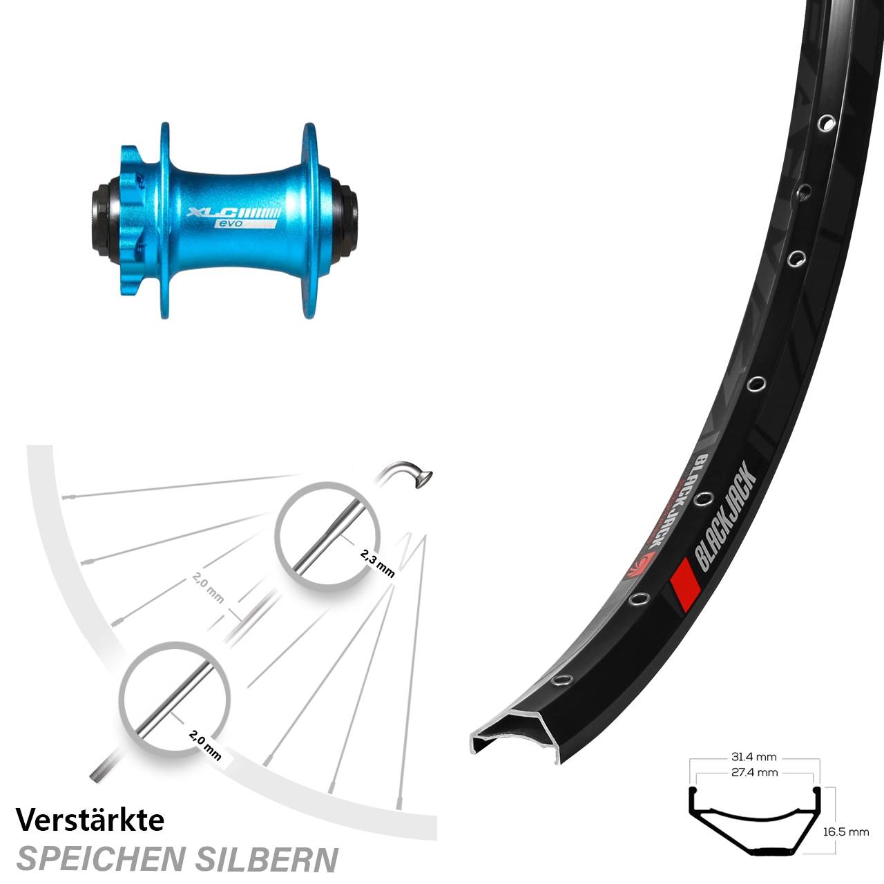 Disc Vorderrad 15x100 650B Rodi Ready 27 XLC Evo blau