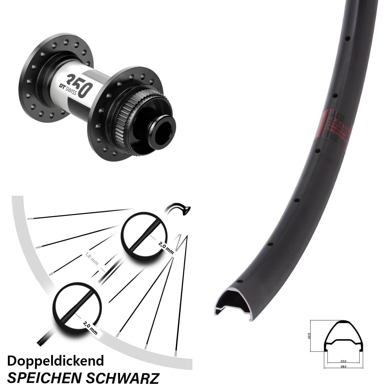 Laufrad 27,5 Zoll KX Clue DT Swiss 350 12x100 Centerlock