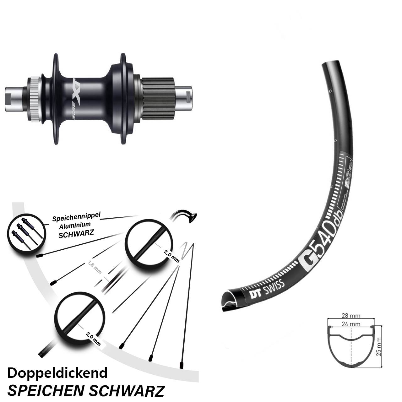 Disc Laufrad 28-29 Zoll DT Swiss G 540 Shimano FH-M8110 Micro Spline 12x142