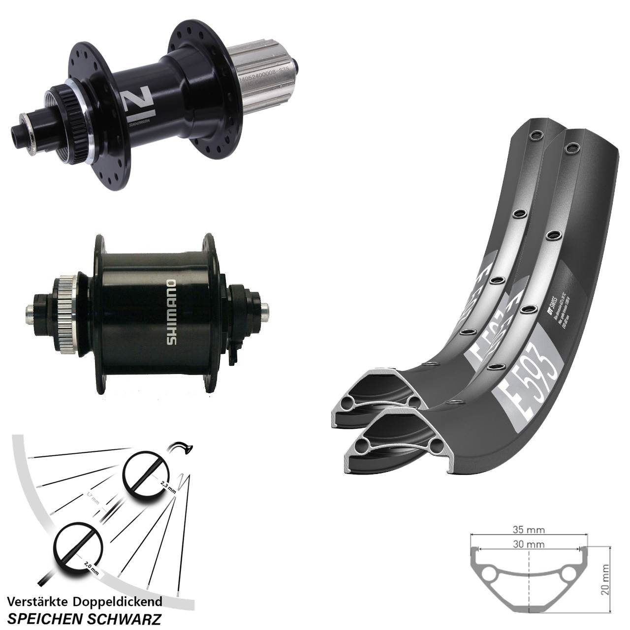 Laufradsatz Centerlock 29 Zoll DT Swiss E593 Novatec D042 Shimano DH-UR700 8-12 fach QR