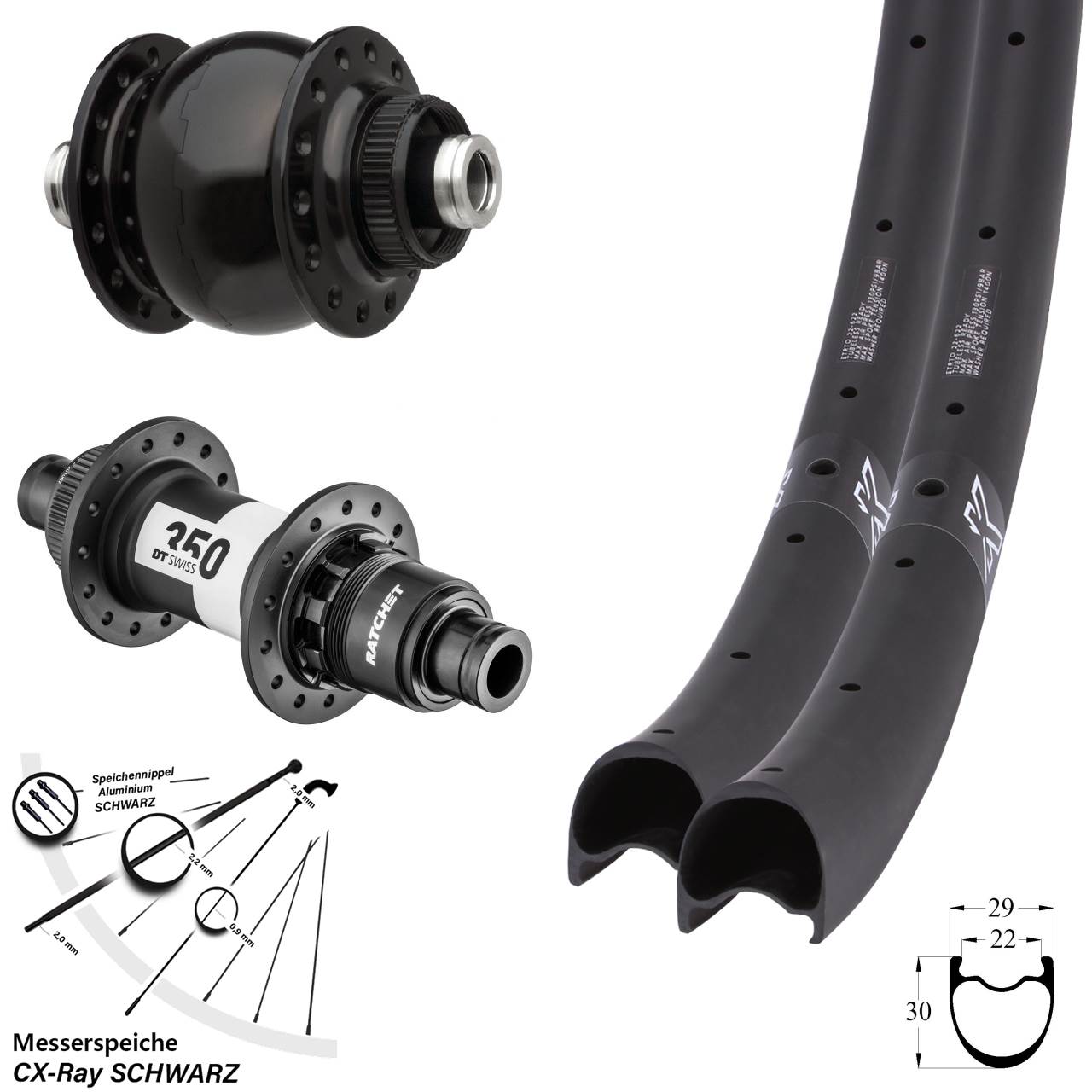 Disc Laufrad-Satz 29 Zoll KX-RC Carbon DT Swiss 350 SON delux XDR 12x100/142 CX-Ray