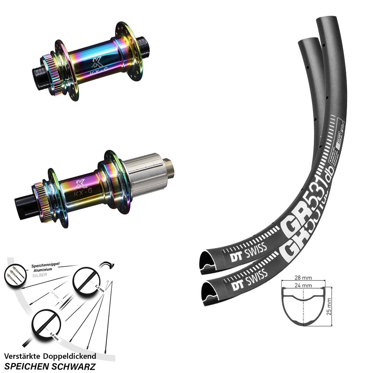 DT Swiss GR531 KX-G Oilslick 28-29 Zoll Disc Laufrad-Satz 12x100/142 8-12 fach HG