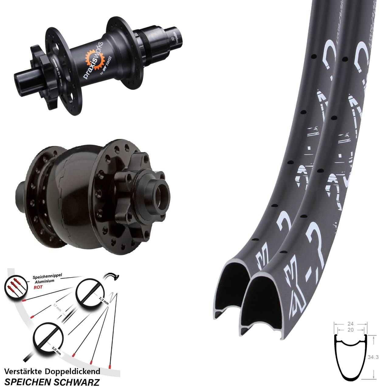 Disc Laufradsatz 15x100 12x142 KX-R Road DT Swiss 350 SON 28 Zoll SRAM XD