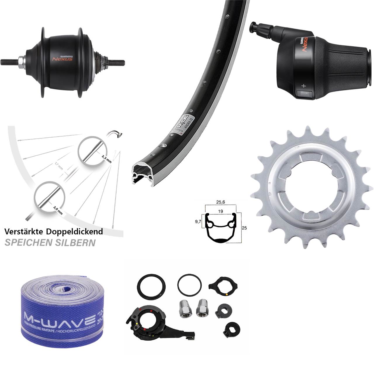 20 Zoll Ryde Andra 10 Shimano Nexus 8 Gang Premium Hinterrad