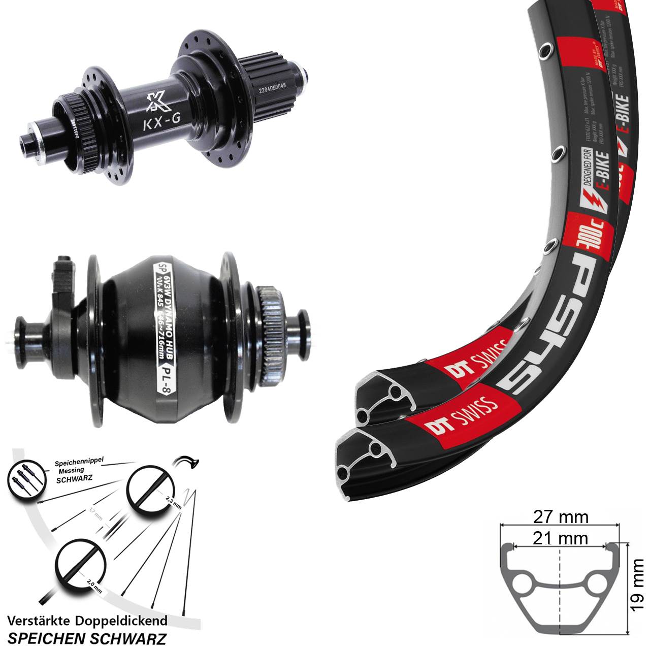 Disc Laufradsatz 26 Zoll DT Swiss 545 KX-GS verstärkt Shutter PL-8 Micro Spline QR