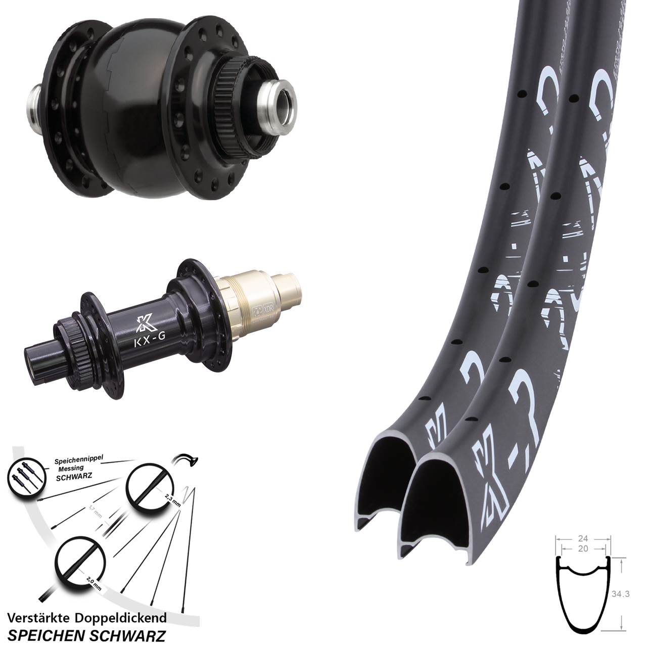 Centerlock Laufradsatz 12x100/142 28-29 Zoll KX-GR Road SONdelux SRAM XDR