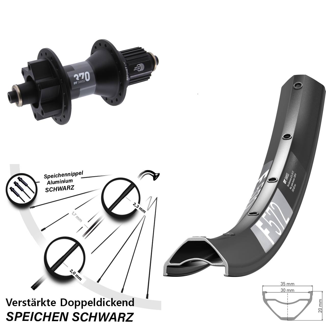 Disc Laufrad 29 Zoll DT Swiss F572-370 Shimano Micro Spline für Schnellspanner