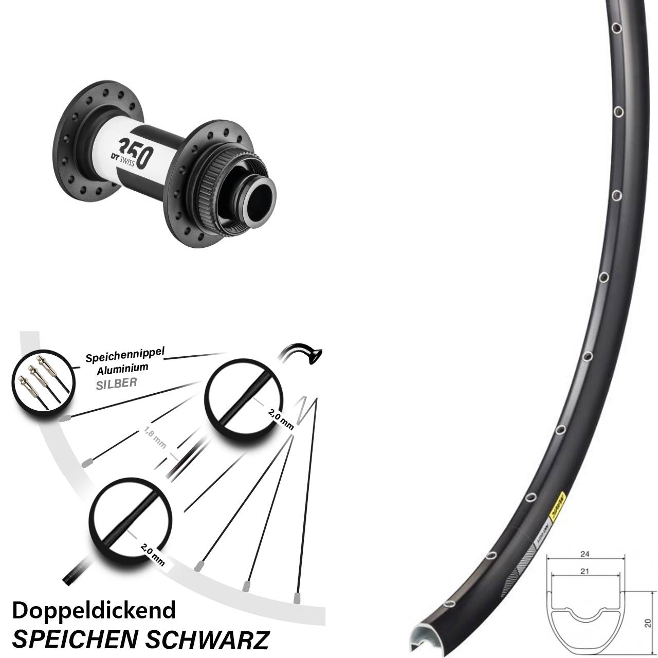 Vorderrad Centerlock 15x100 28 Zoll Mavic XC621 DT Swiss 350