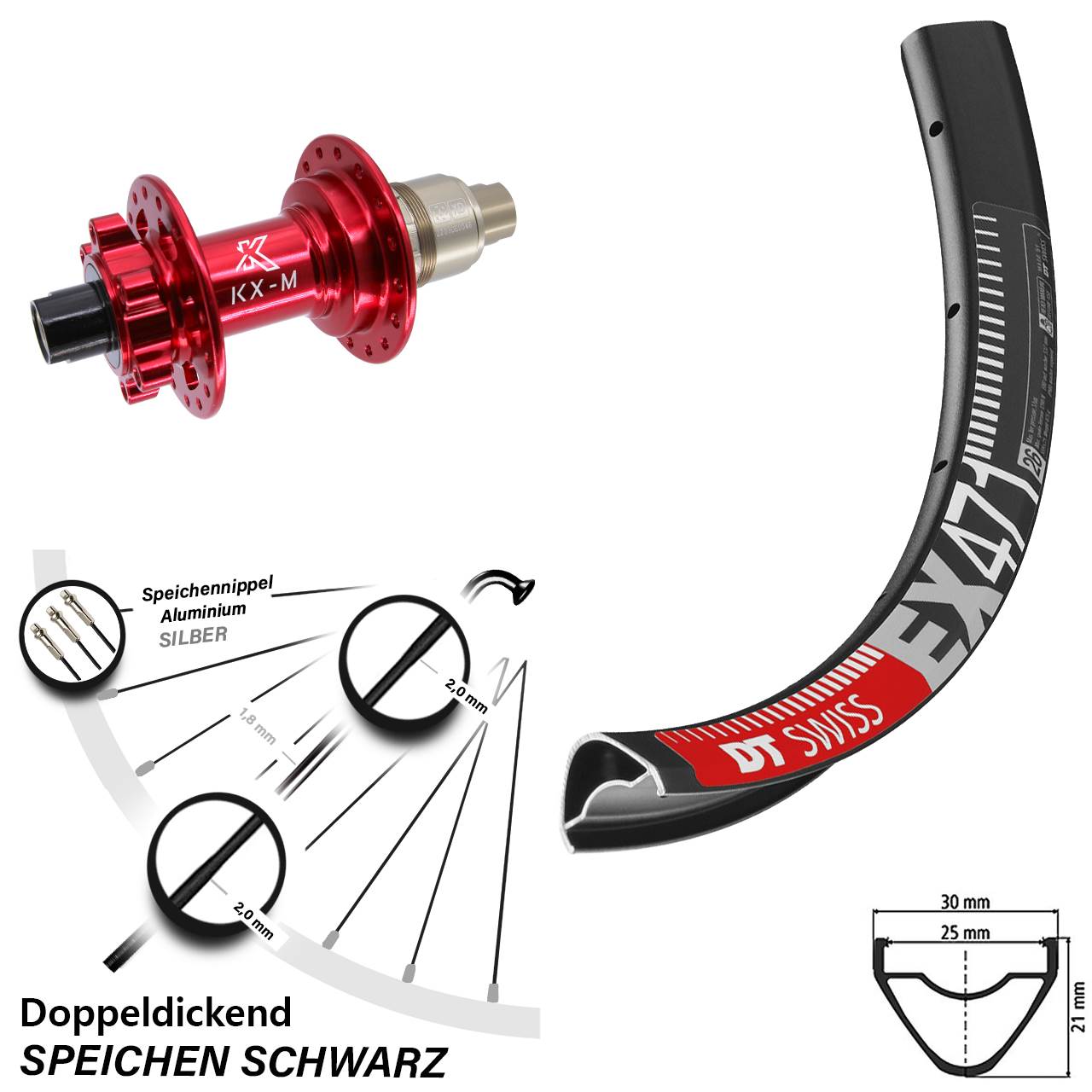 Hinterrad 26 Zoll DT Swiss EX 471 KX-M XD 12x142