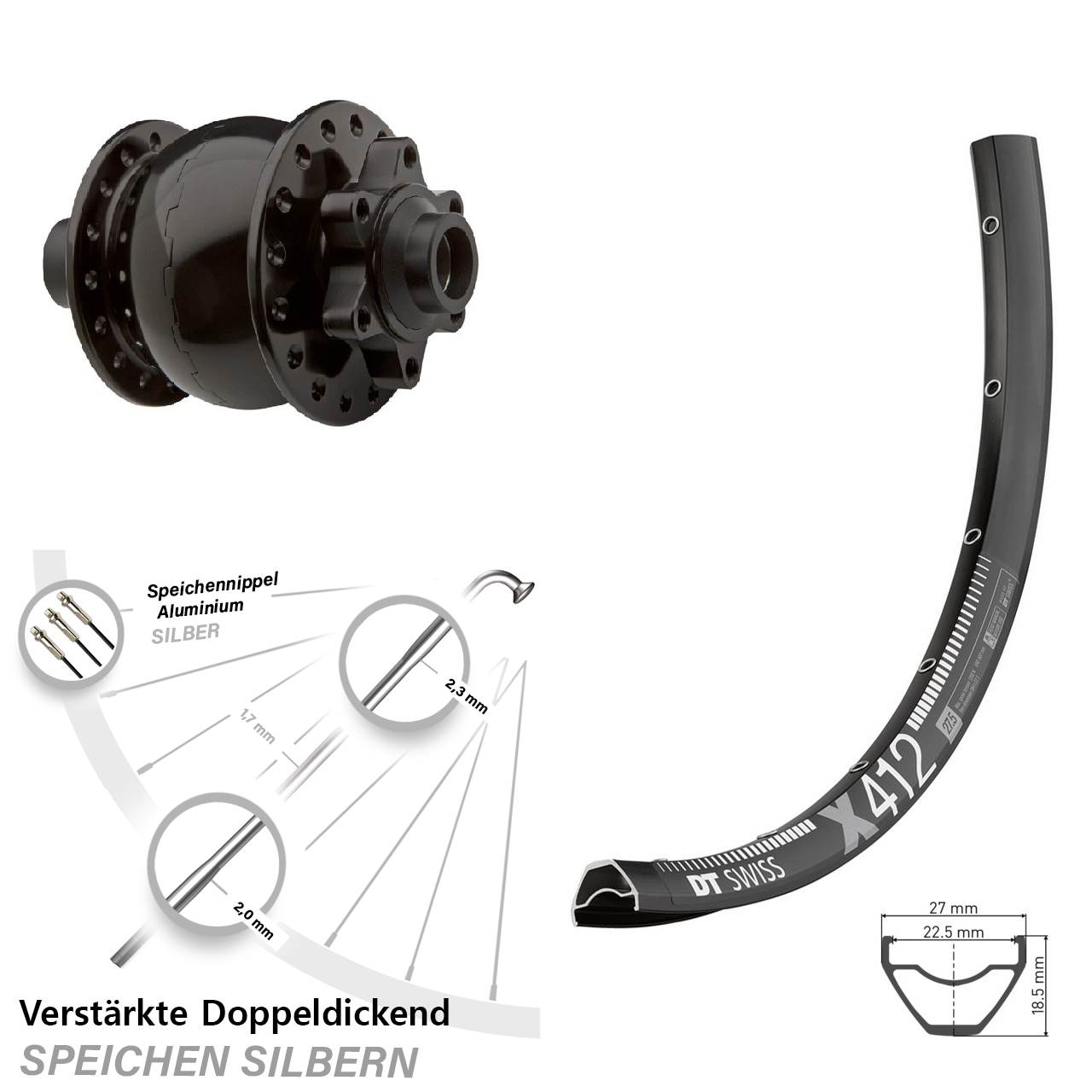 SON 28 DT Swiss X412 Disc 29 Zoll Laufrad mit Nabendynamo 15x100
