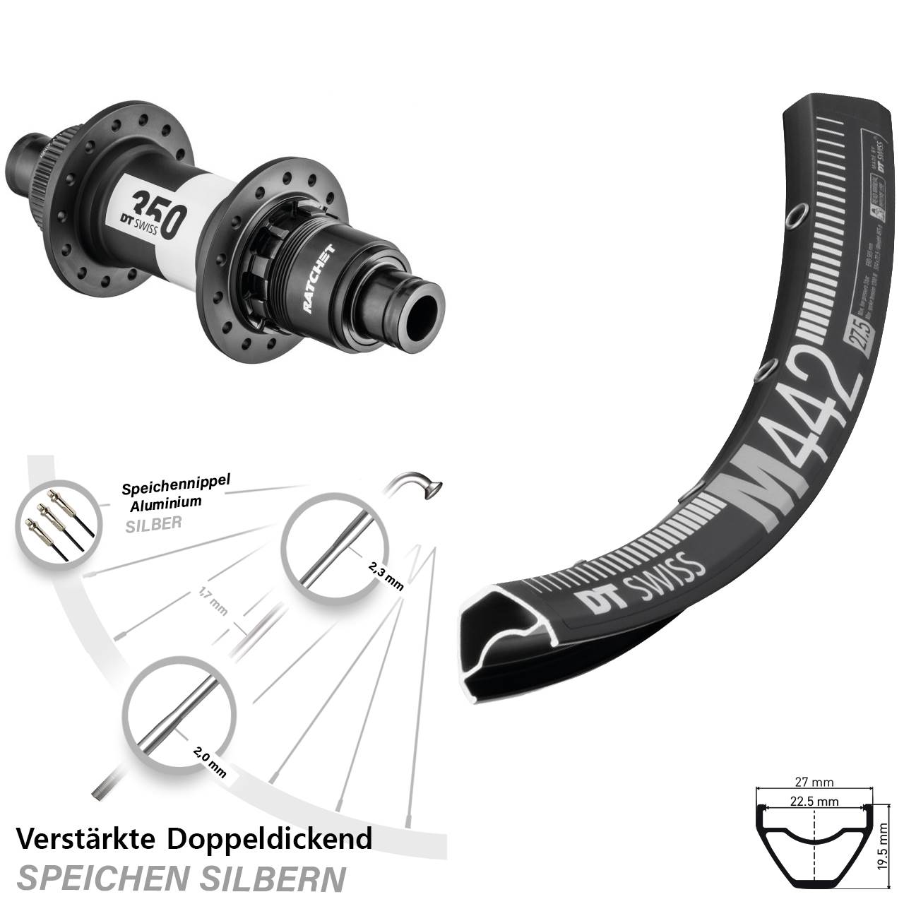 Centerlock Hinterrad 12x142 29 Zoll DT Swiss M442 350 CL SRAM XD