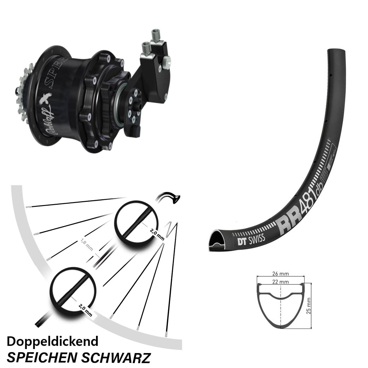 Disc Hinterrrad 28 Zoll DT Swiss RR 481 Rohloff CC DB OEM Tandem