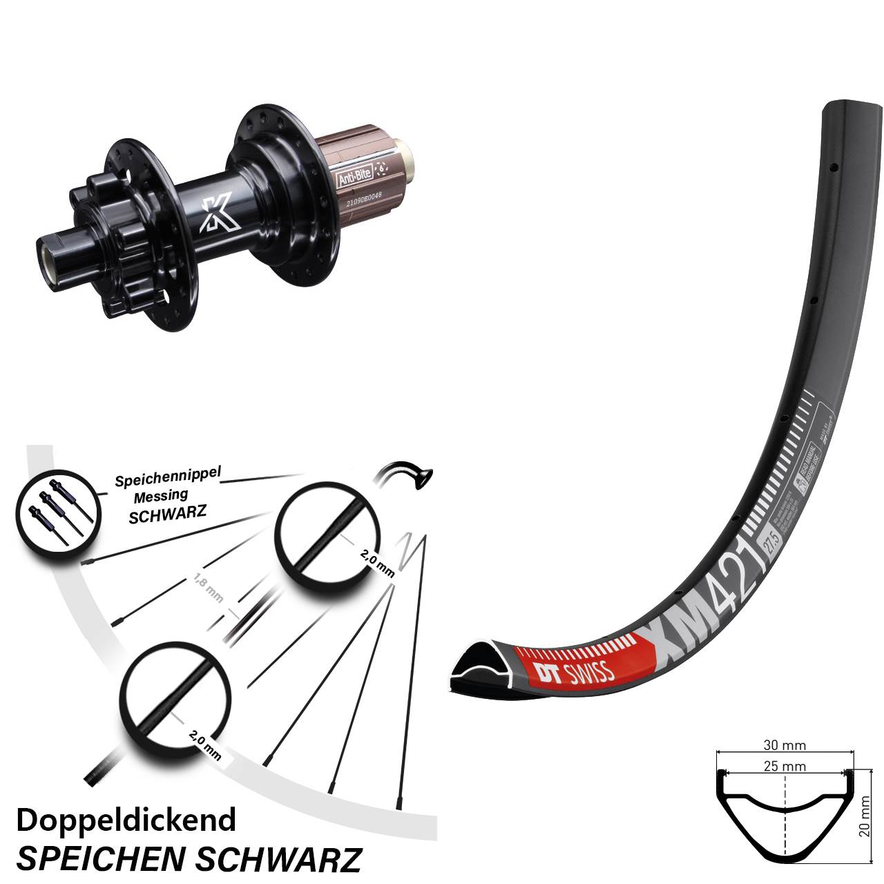 27,5 Zoll Hinterrad DT Swiss XM 421 KX-M 8-12 fach 12x142