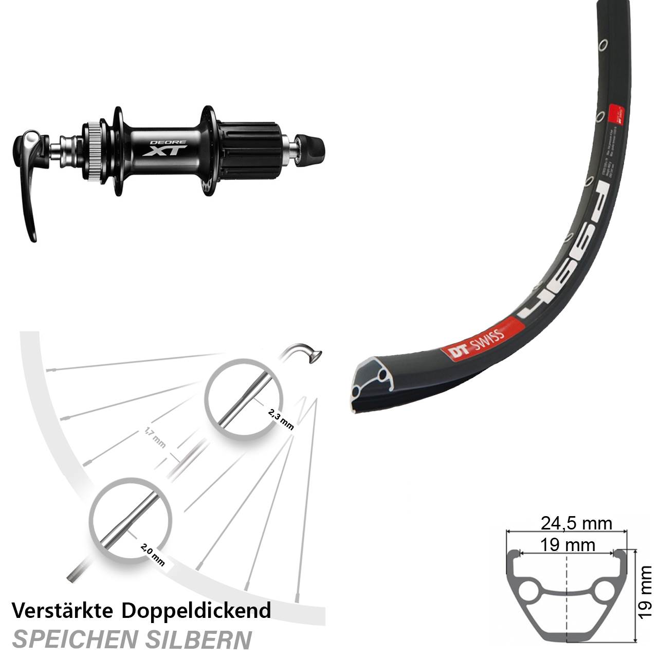 Disc Hinterrad QR 28 Zoll DT Swiss 466d Shimano XT 8-11 fach HG