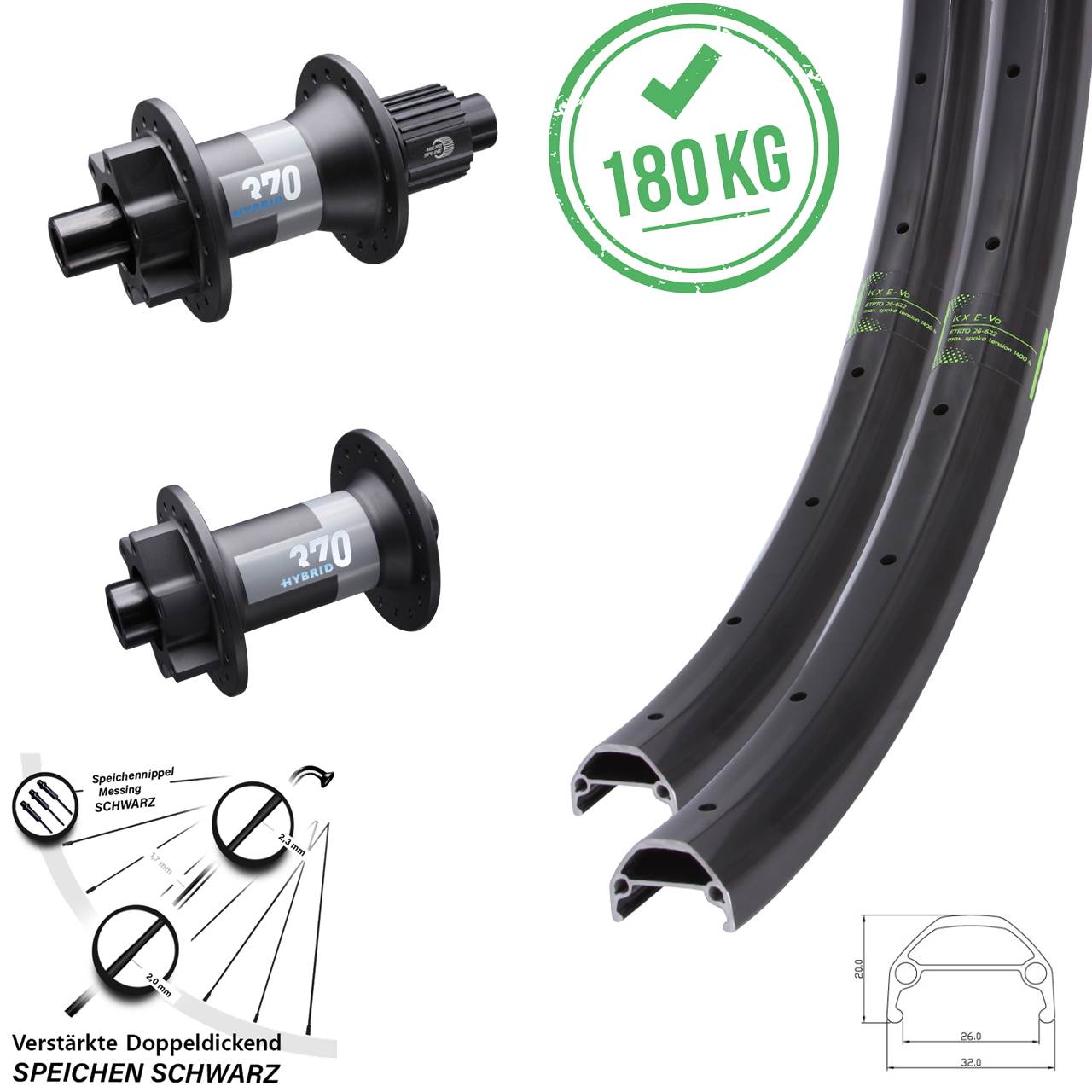 Boost 6-Loch Laufradsatz 29 Zoll KX Evo DT Swiss 370 Hybrid Micro Spline