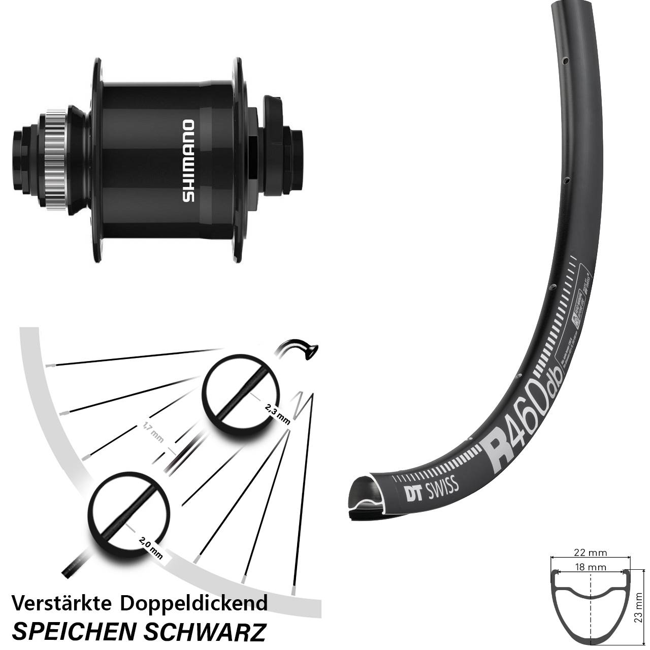Vorderrad 28 Zoll DT Swiss R 460 Shimano DH-UR708 15x100 Centerlock