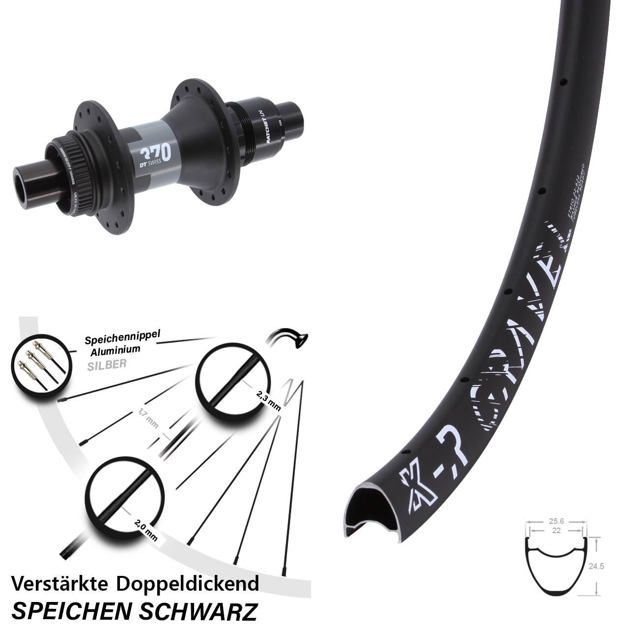 Hinterrad Centerlock 29 Zoll KX-R Gravel DT Swiss 370 SRAM XDR 12x142