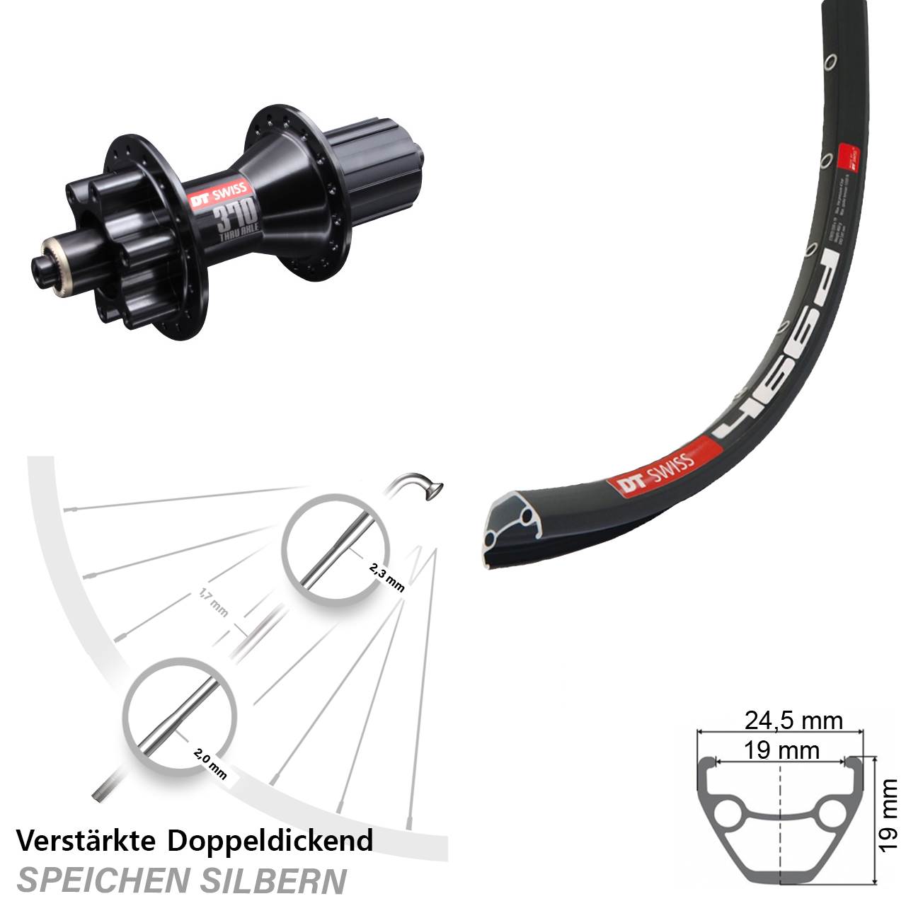 6-Loch Hinterrad QR 28-29 Zoll DT Swiss 466 DT Swiss 370 8-11 fach