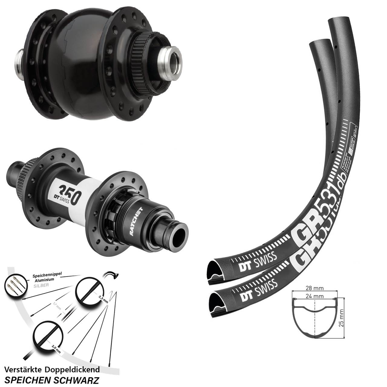 DT Swiss GR531-350 Ratchet 36 SON 28 29 Zoll Disc Laufradsatz 12x100/142 XDR 11-12 fach