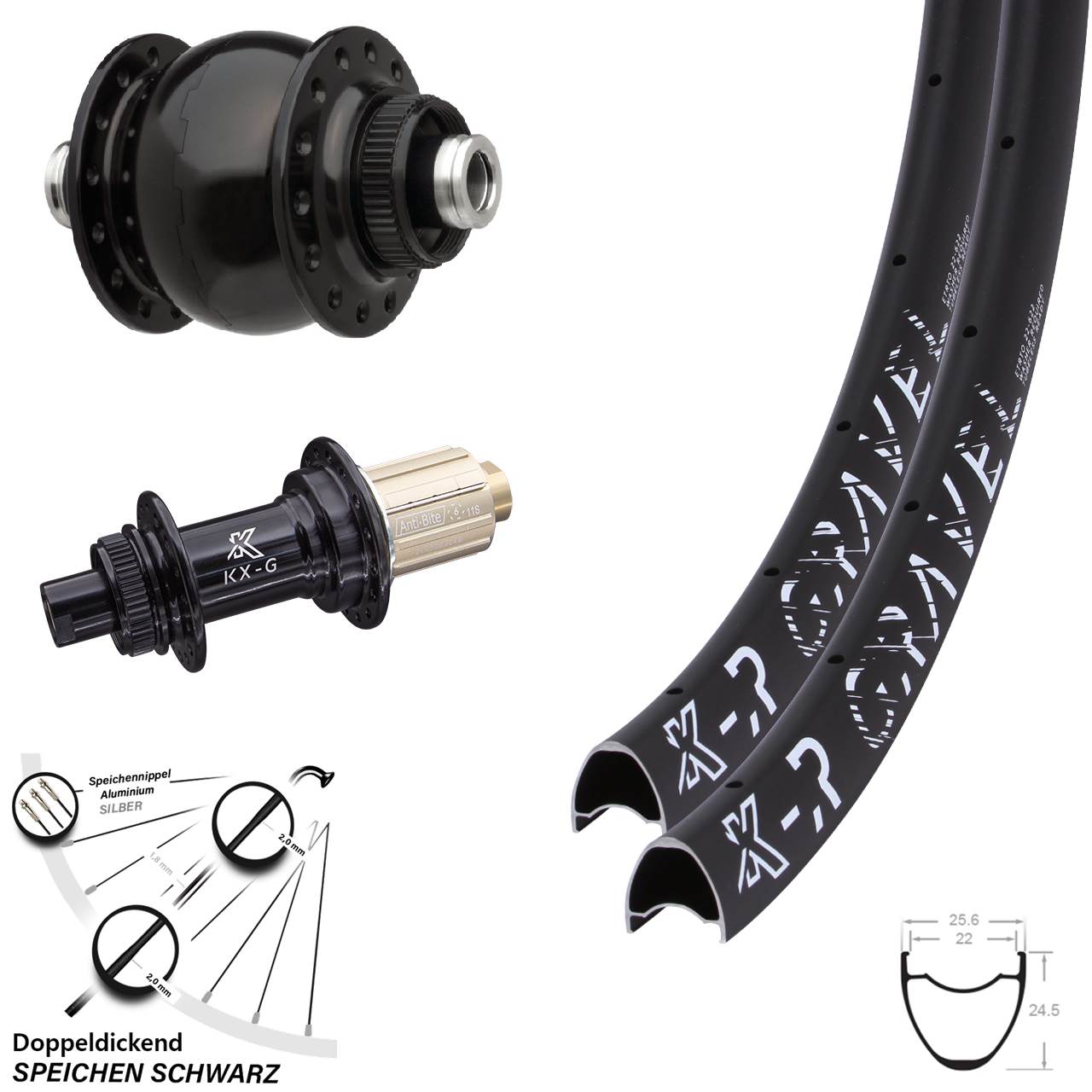 28 Zoll KX-R Gravel Laufradsatz Dynamo SON delux Steckachse Centerlock