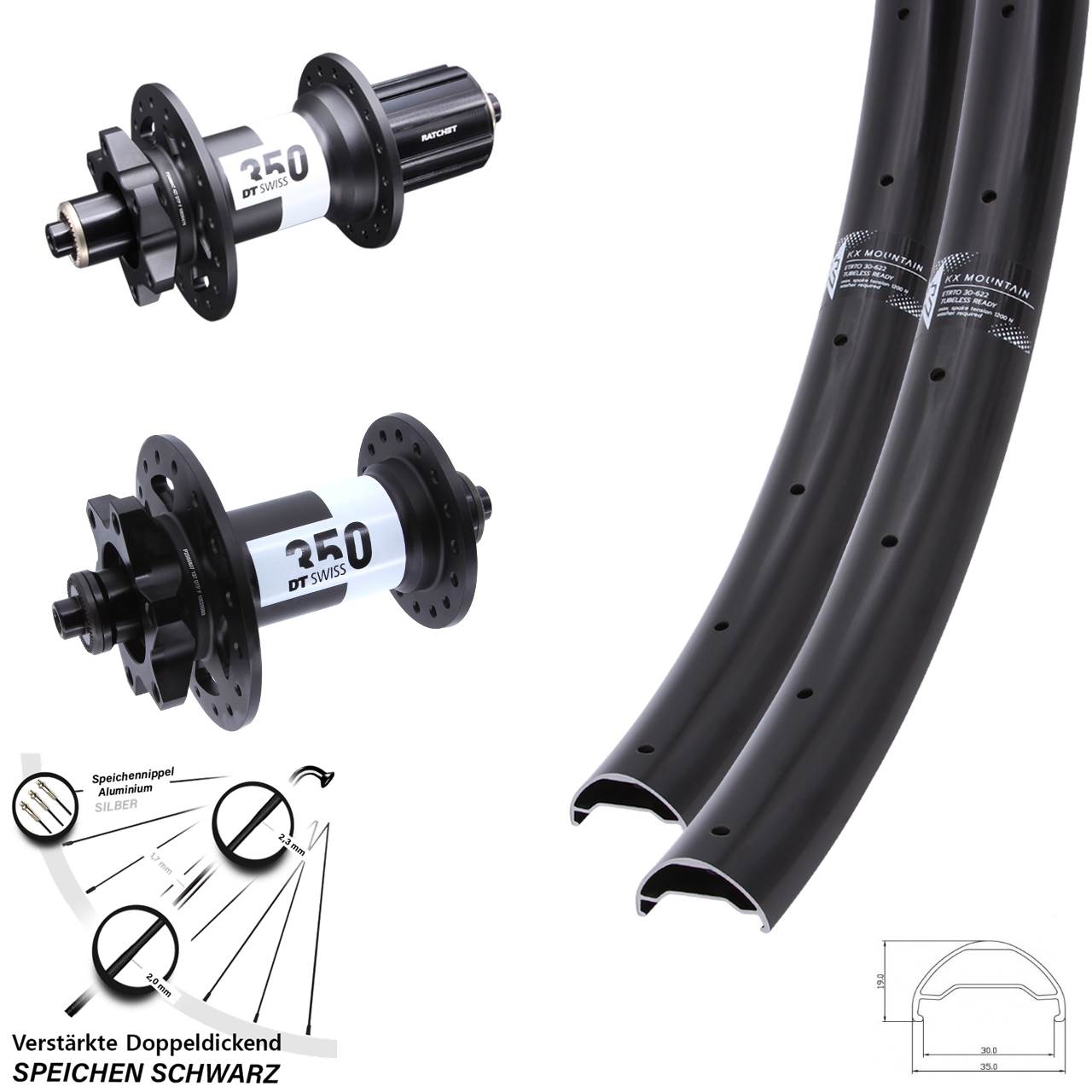 KX Mountain TR DT Swiss 350 29 Zoll 6-Loch Laufradsatz für Schnellspanner 8-11 fach