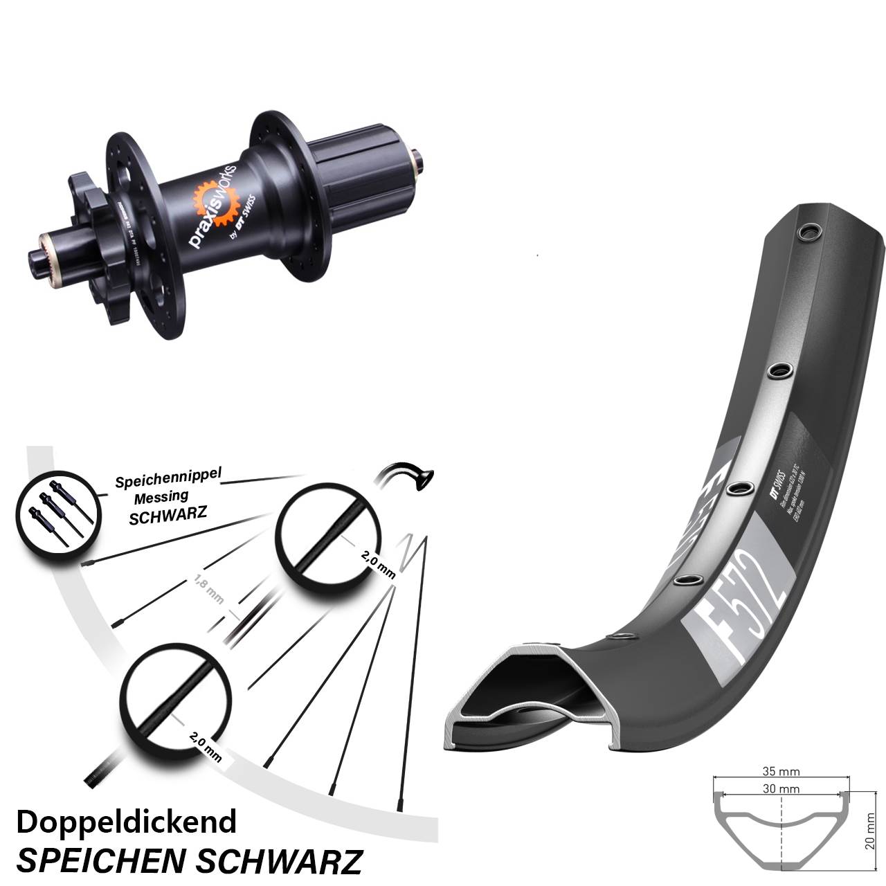 29 Zoll Hinterrad DT Swiss F 572-350 6-Loch 8-11 fach QR