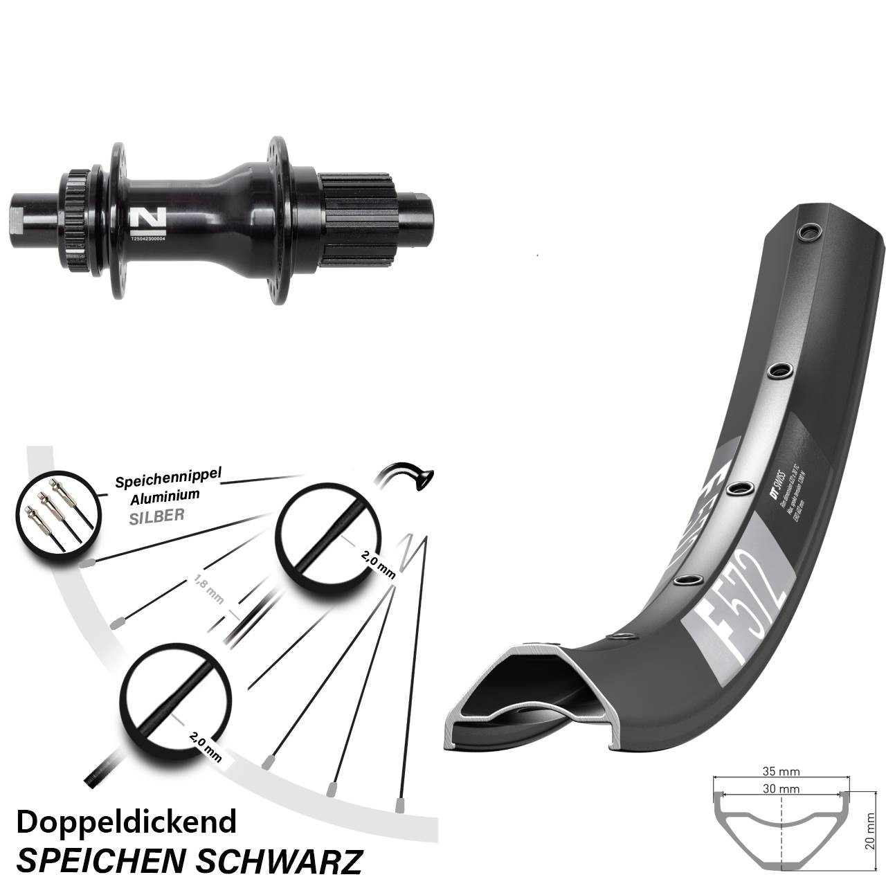 Disc Hinterrad 29 Zoll DT Swiss F 572 Novatec D792 Micro Spline 12x142