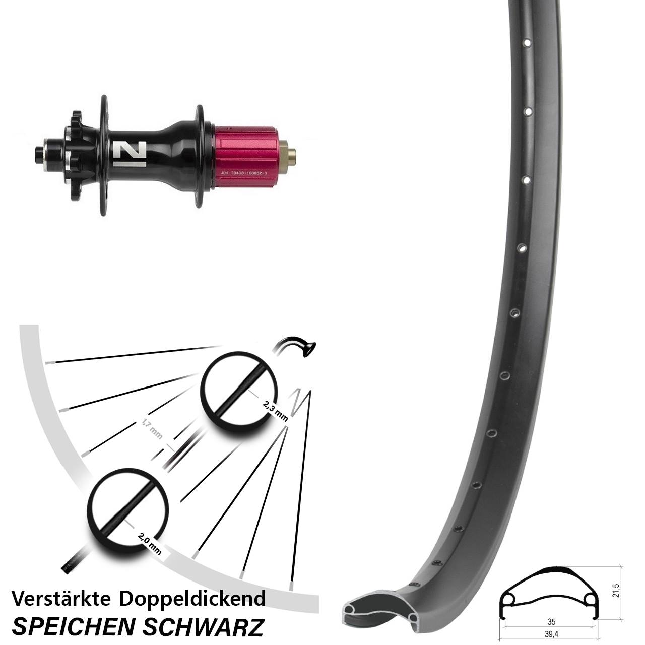 Disc Hinterrad für Schnellspanner 29 Zoll Ambrosio E35 Novatec D792 8-12 fach