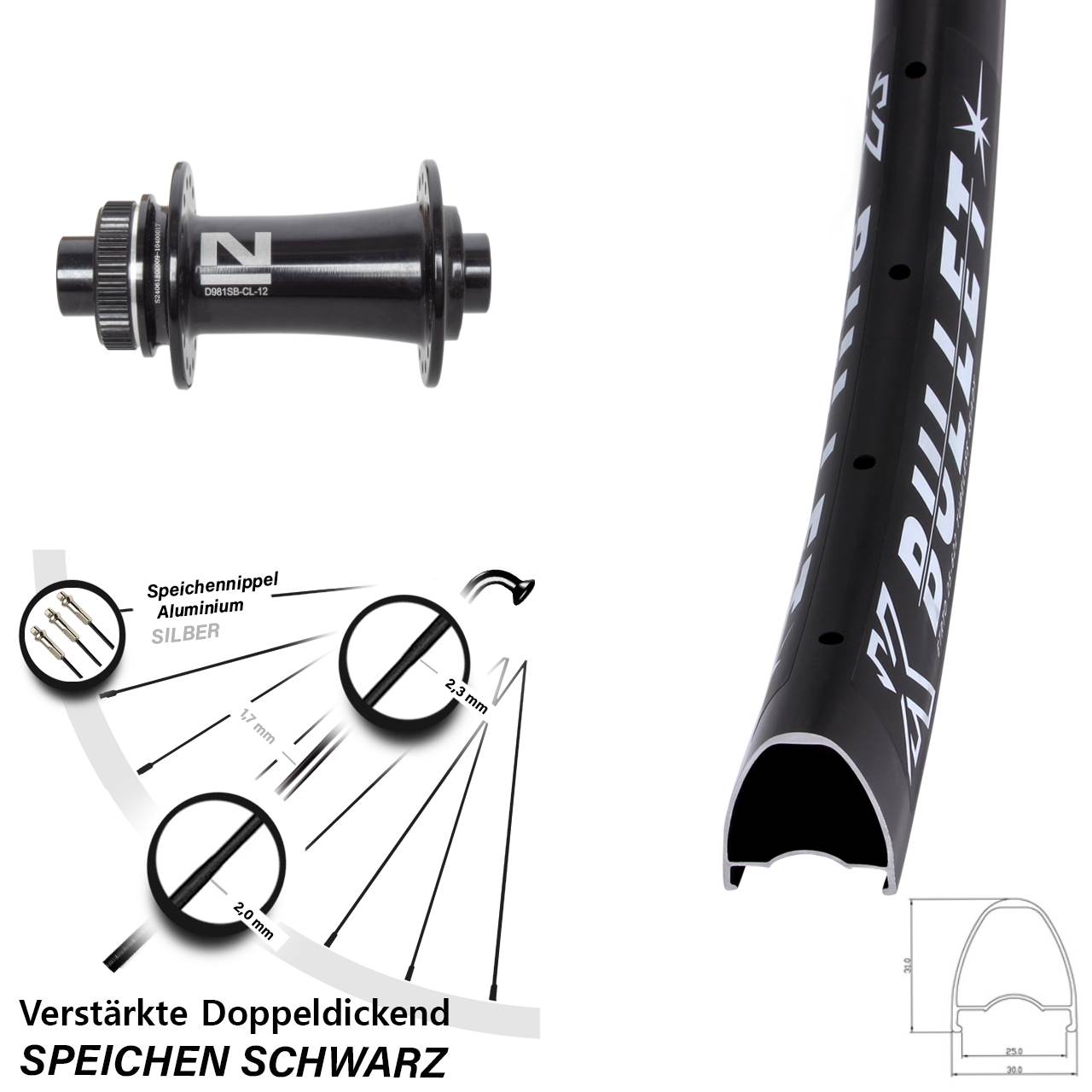 29 Zoll KX Bullet Novatec D981 Disc Vorderrad 12x100