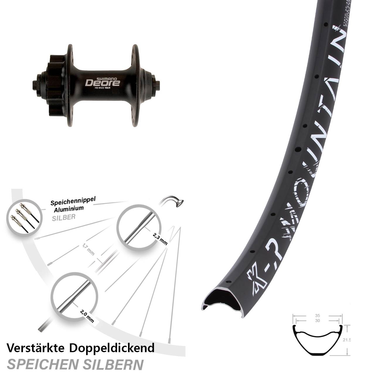 Disc Vorderrad 29 Zoll KX-R Mountain Shimano Deore HB-M525 für Schnellspanner