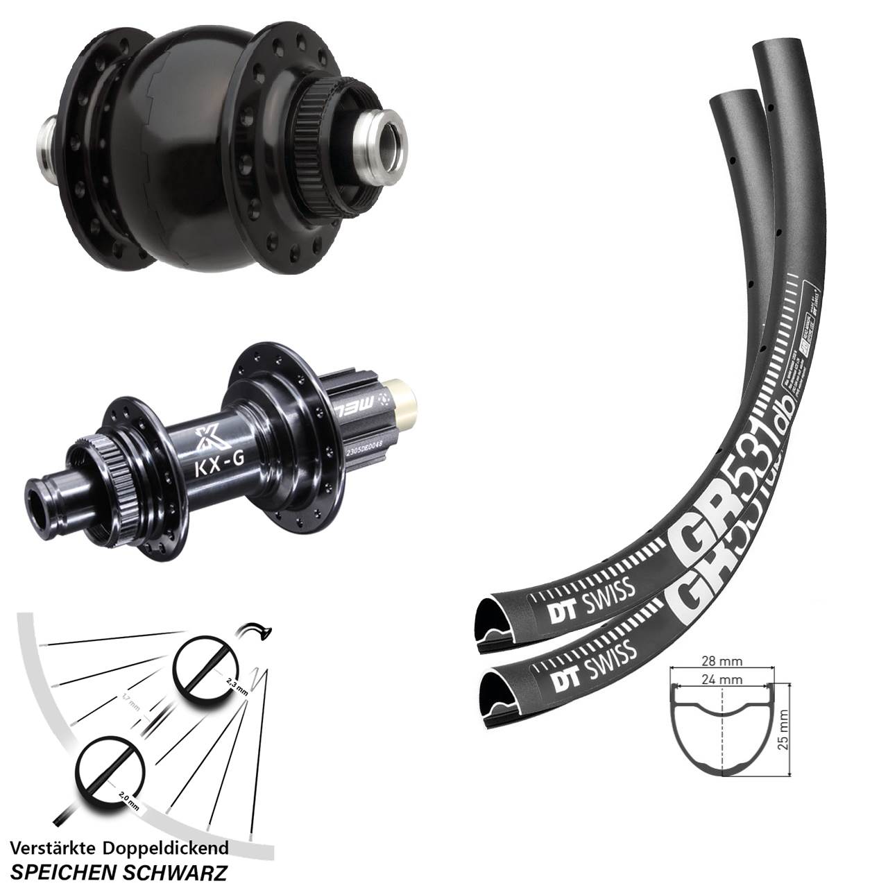 DT Swiss GR 531 KX-G SON delux 28 Zoll Laufradsatz Centerlock 12x100/142 Campagnolo N3W