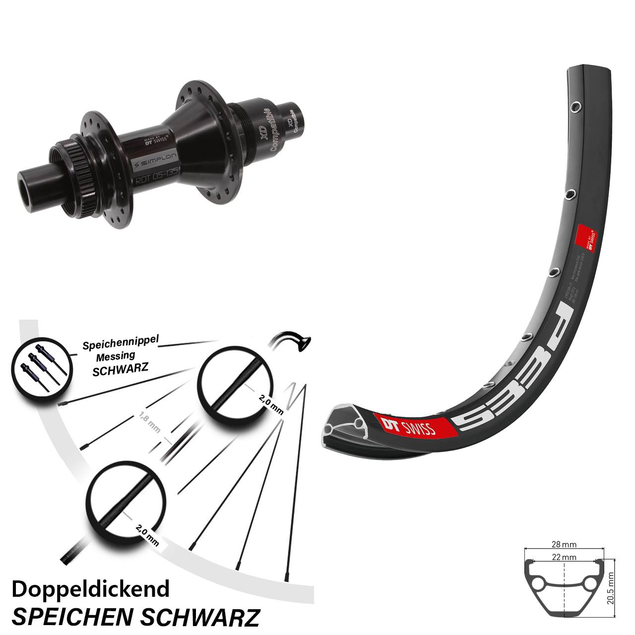Centerlock Hinterrad 12x142 28-29 Zoll DT Swiss 533d-370 XD