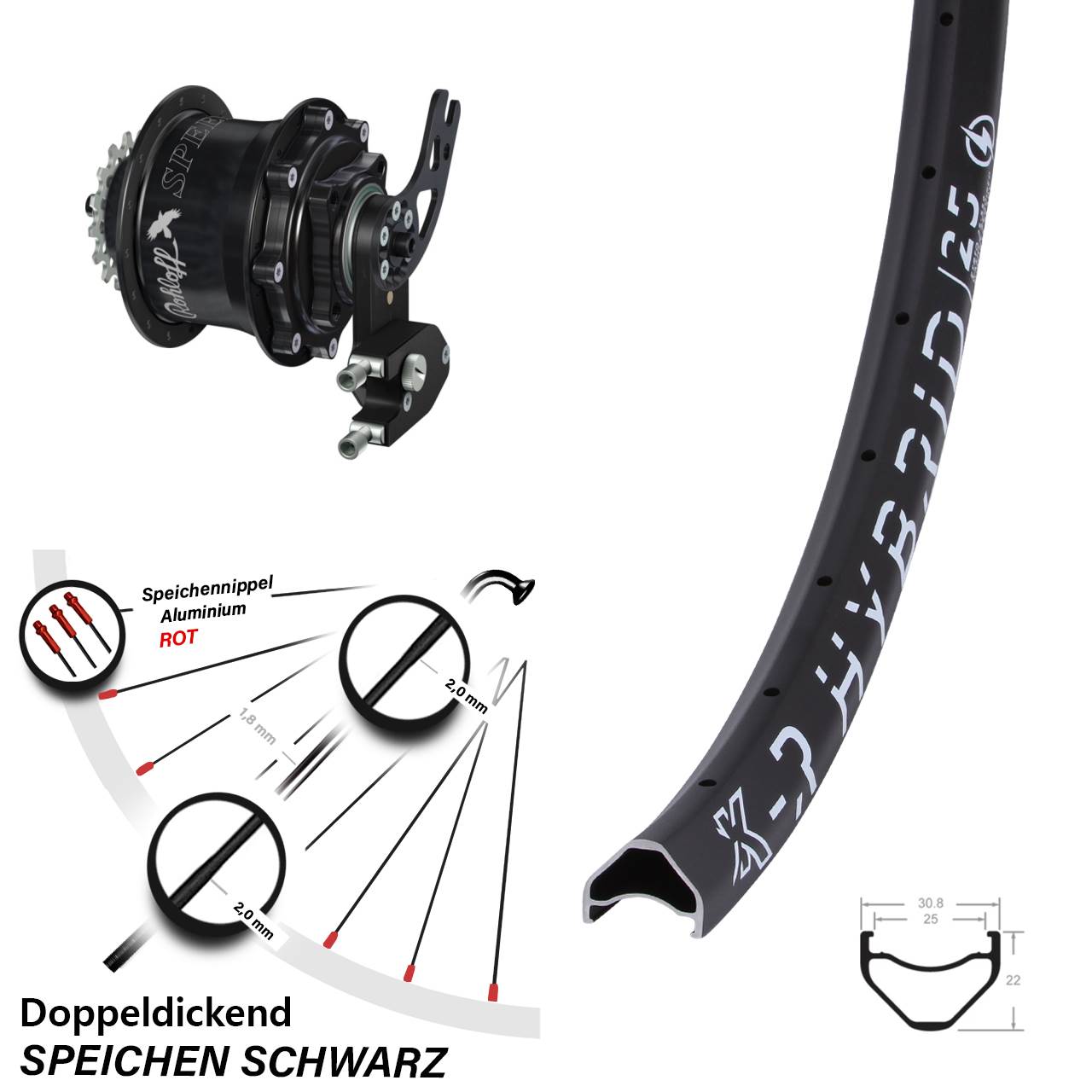 KX-R Hybrid 25 Rohloff Speedhub CC DB PM 650B Disc Hinterrrad