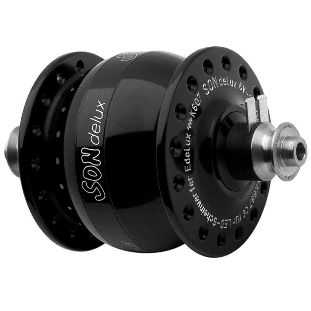 SON delux Nabendynamo Felgenbremse 5x100 schwarz eloxiert
