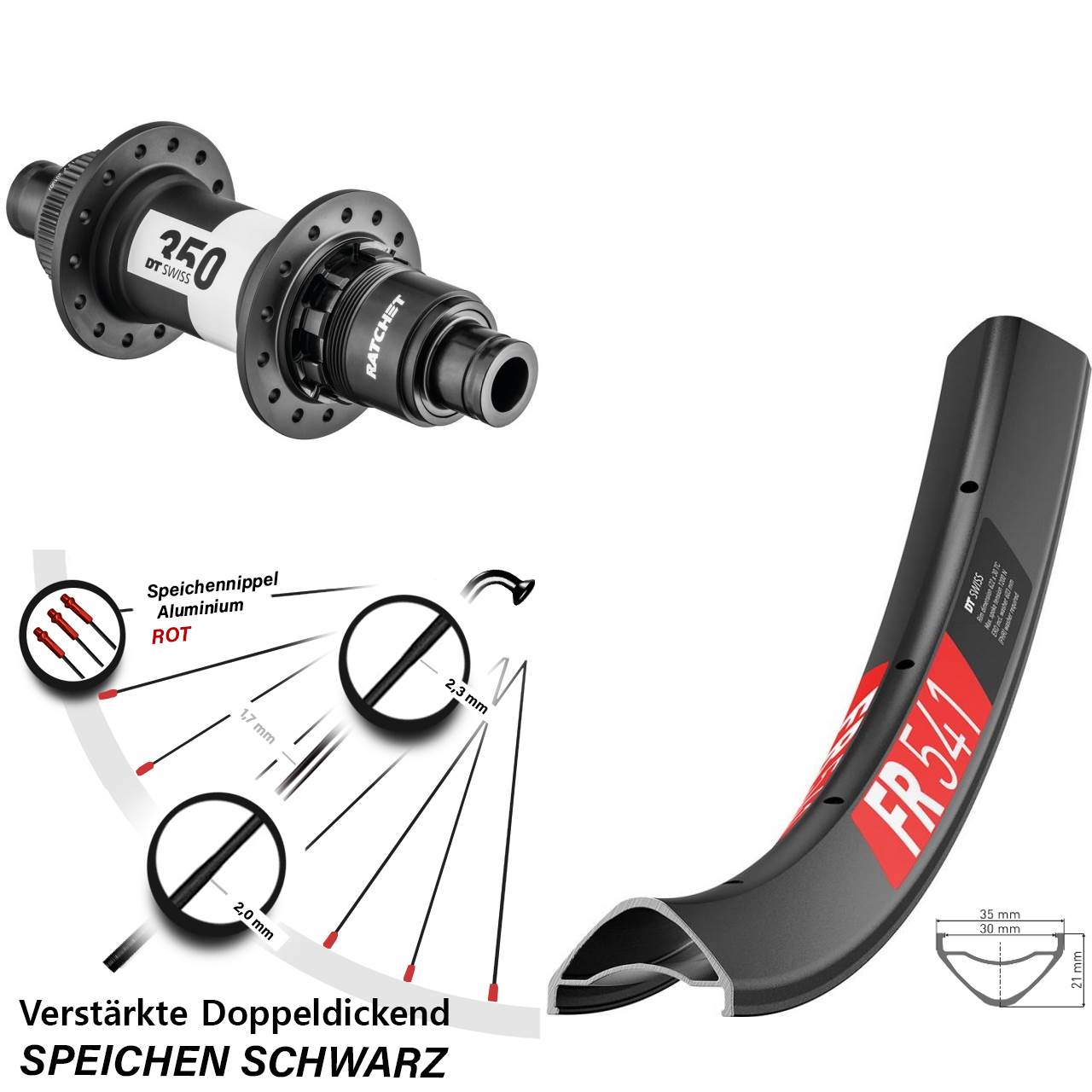 29 Zoll DT Swiss FR 541-350 CL SRAM XD Hinterrad Centerl. 12x142